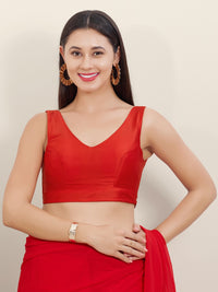 Vamas Silk V Neck Yoke Sleeveless Blouse