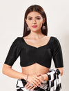 Silk Paan Neck Solid Blouse