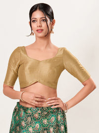 Silk Paan Neck Solid Blouse
