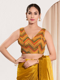 Thread Zari Zig Zag V Neck Pastel Blouse