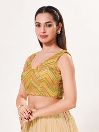 Thread Zari Zig Zag V Neck Pastel Blouse