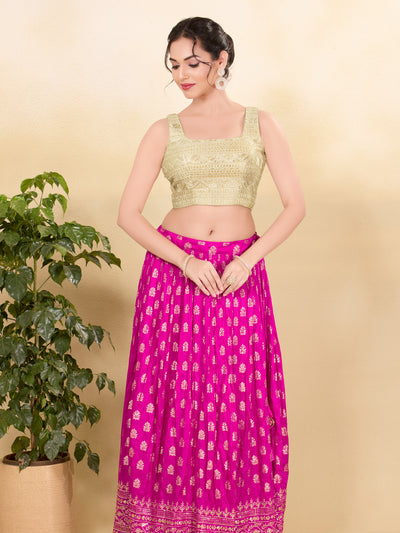 Gold Gota Embroidery Round Neck Sleveless Blouse