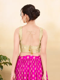 Gold Gota Embroidery Round Neck Sleveless Blouse