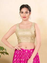 Gold Gota Embroidery Round Neck Sleveless Blouse