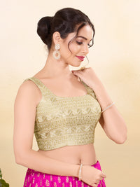 Gold Gota Embroidery Round Neck Sleveless Blouse