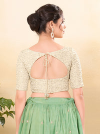 Gold Delicate Embroidery Tissue Blouse