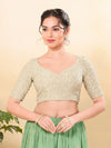 Gold Delicate Embroidery Tissue Blouse