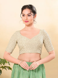 Gold Delicate Embroidery Tissue Blouse