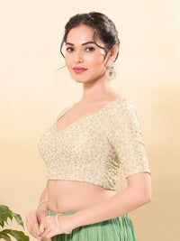 Gold Delicate Embroidery Tissue Blouse