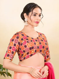 Square Embroidery Sequence Chinon Blouse