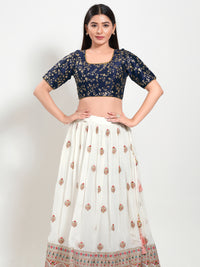 Delicate Embroidery Moti Lace Round Neck Blouse