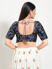 Delicate Embroidery Moti Lace Round Neck Blouse