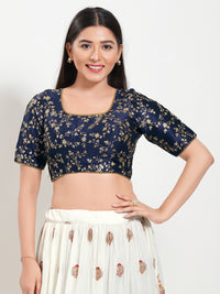 Delicate Embroidery Moti Lace Round Neck Blouse