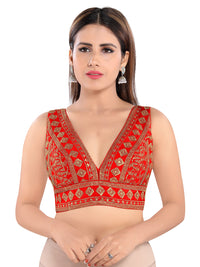 Signature V Neck Embroidery Sequence Blouse
