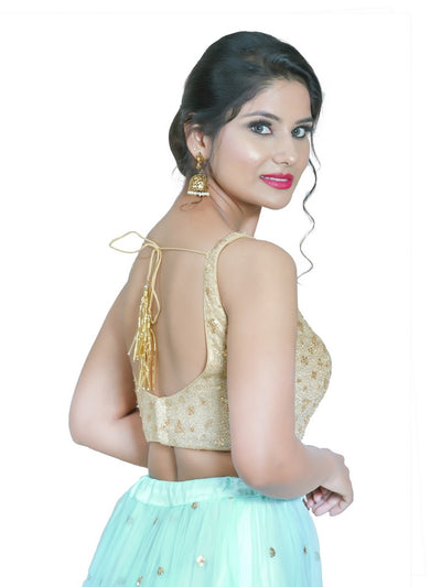 Sequence Net Sweetheart Neck Sleeveless Blouse