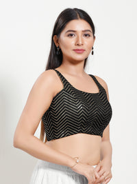 Sequence Zig Zah Thread Round Neck Blouise