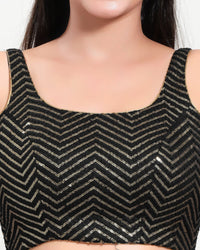 Sequence Zig Zah Thread Round Neck Blouise