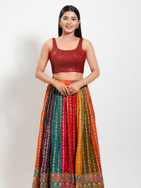 Sequence Zig Zah Thread Round Neck Blouise