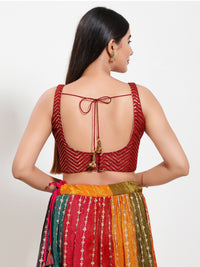 Sequence Zig Zah Thread Round Neck Blouise