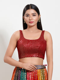 Sequence Zig Zah Thread Round Neck Blouise