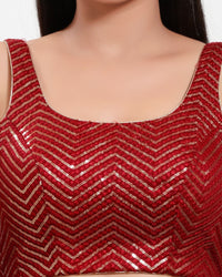 Sequence Zig Zah Thread Round Neck Blouise