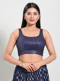 Sequence Zig Zah Thread Round Neck Blouise