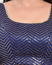 Sequence Zig Zah Thread Round Neck Blouise