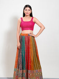 Sequence Zig Zah Thread Round Neck Blouise