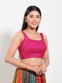 Sequence Zig Zah Thread Round Neck Blouise