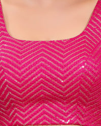Sequence Zig Zah Thread Round Neck Blouise