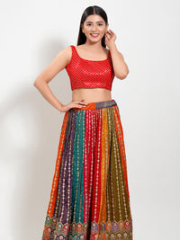 Sequence Zig Zah Thread Round Neck Blouise