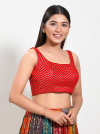 Sequence Zig Zah Thread Round Neck Blouise