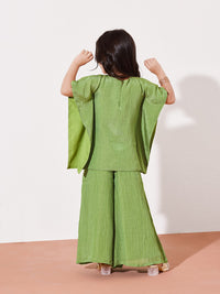 Girls Embroidered Kaftan Top With Palazzo Co-Ord Set
