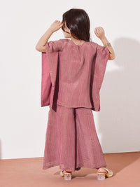 Girls Embroidered Kaftan Top With Palazzo Co-Ord Set