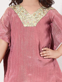Girls Embroidered Kaftan Top With Palazzo Co-Ord Set
