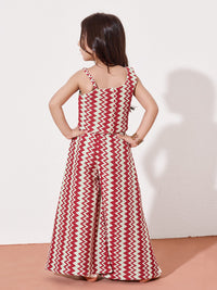 Girls Printed Crop Top With Palazzo Co-Ord Set
