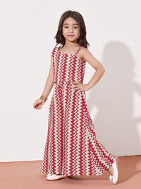 Girls Printed Crop Top With Palazzo Co-Ord Set