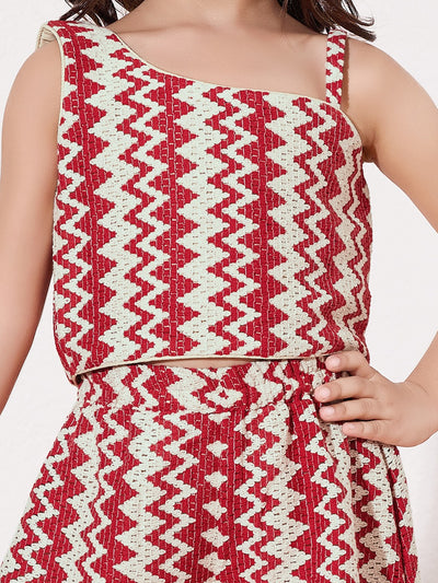 Girls Printed Crop Top With Palazzo Co-Ord Set