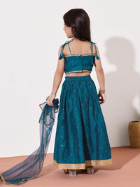 Girls Embellished Lehenga Choli With Net Dupatta