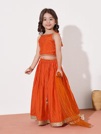 Girls Embellished Lehenga Choli With Net Dupatta
