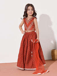 Girls Embroidered Ethnic Lehenga Choli Set With Dupatta