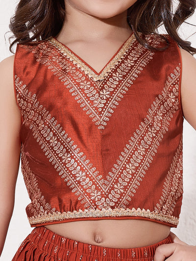 Girls Embroidered Ethnic Lehenga Choli Set With Dupatta