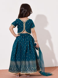 Girls Ethnic Wear Foil Printed Lehenga Choli With Dupatta