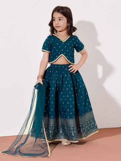 Girls Ethnic Wear Foil Printed Lehenga Choli With Dupatta
