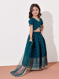 Girls Ethnic Wear Foil Printed Lehenga Choli With Dupatta