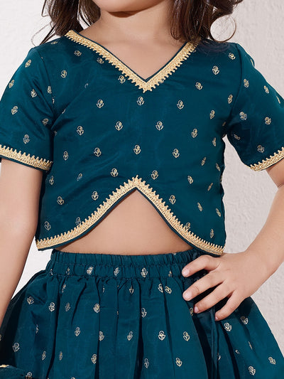 Girls Ethnic Wear Foil Printed Lehenga Choli With Dupatta