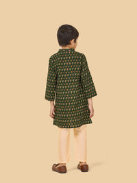 Boys Printed Cotton Kurta And Pyjama Set