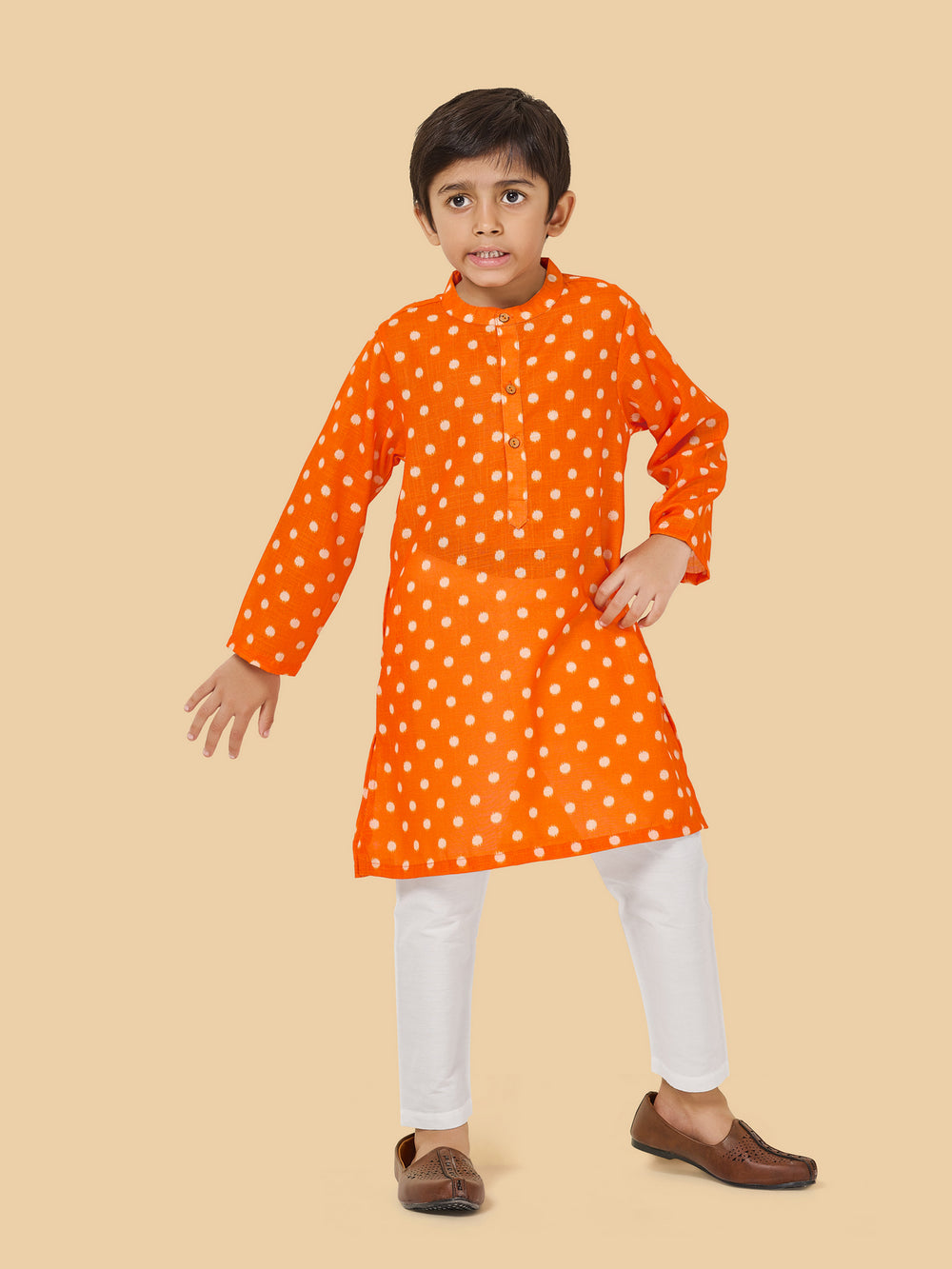 Boys Polka Dot Kurta Pyjama Set