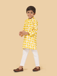 Boys Checked Kurta Pyjama Set
