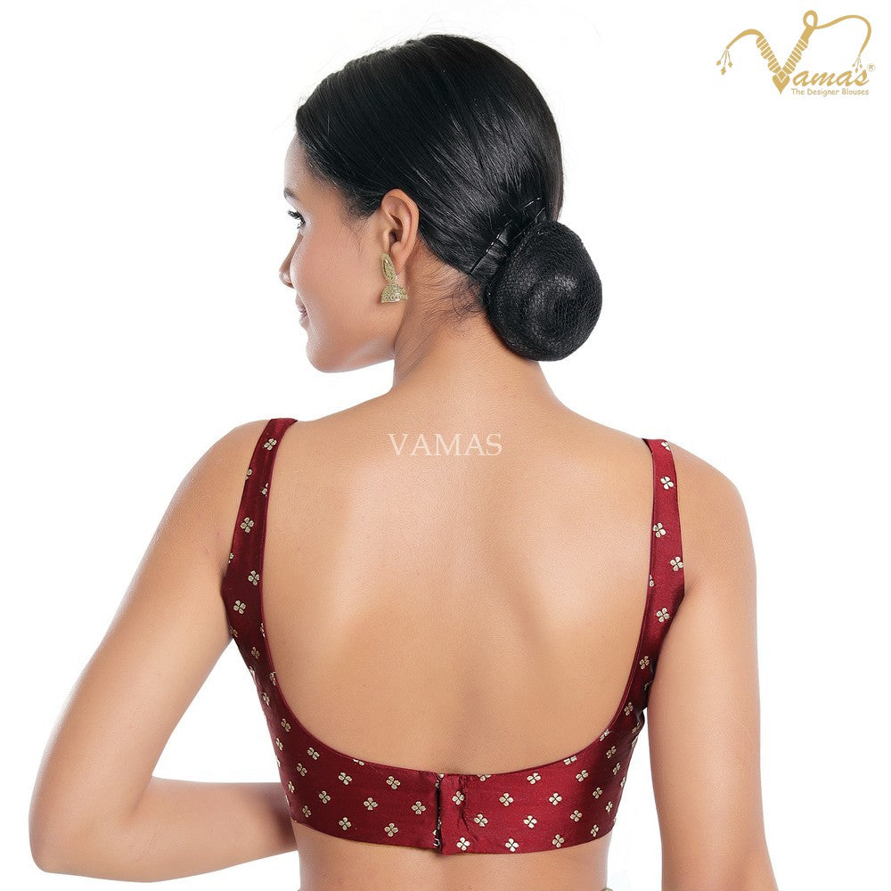 Vamas Women's Silk Padded Back Open Sleeveless Saree Blouse ( X-1000NS )